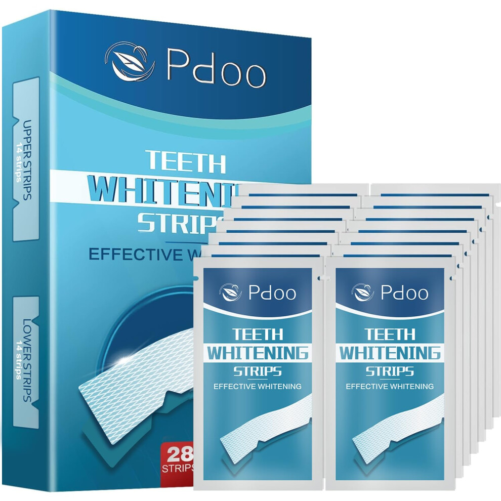 Pdoo Teeth Whitening Strips 22 Treatments - Enamel-Safe & No-Sensitivity &