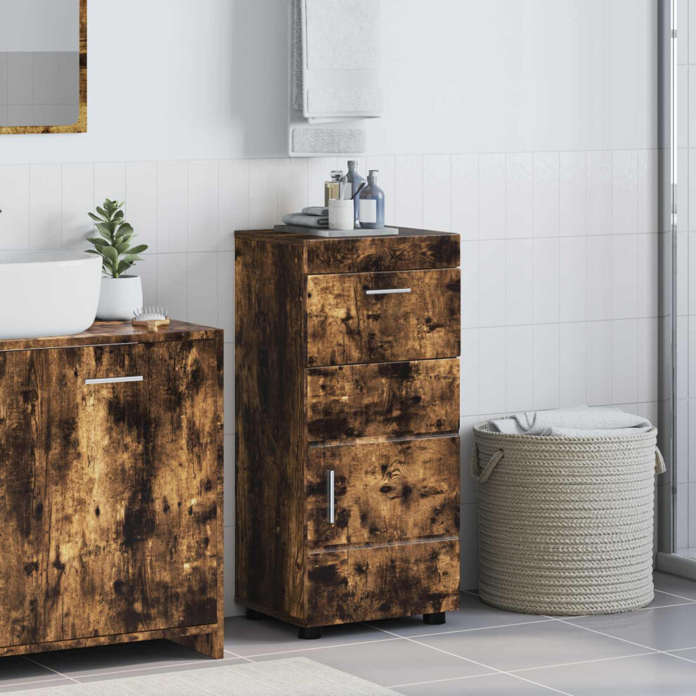 Vidaxl Bathroom Cabinet Set Tulum Smoked Oak 37 X 31.5 X 82 Cm