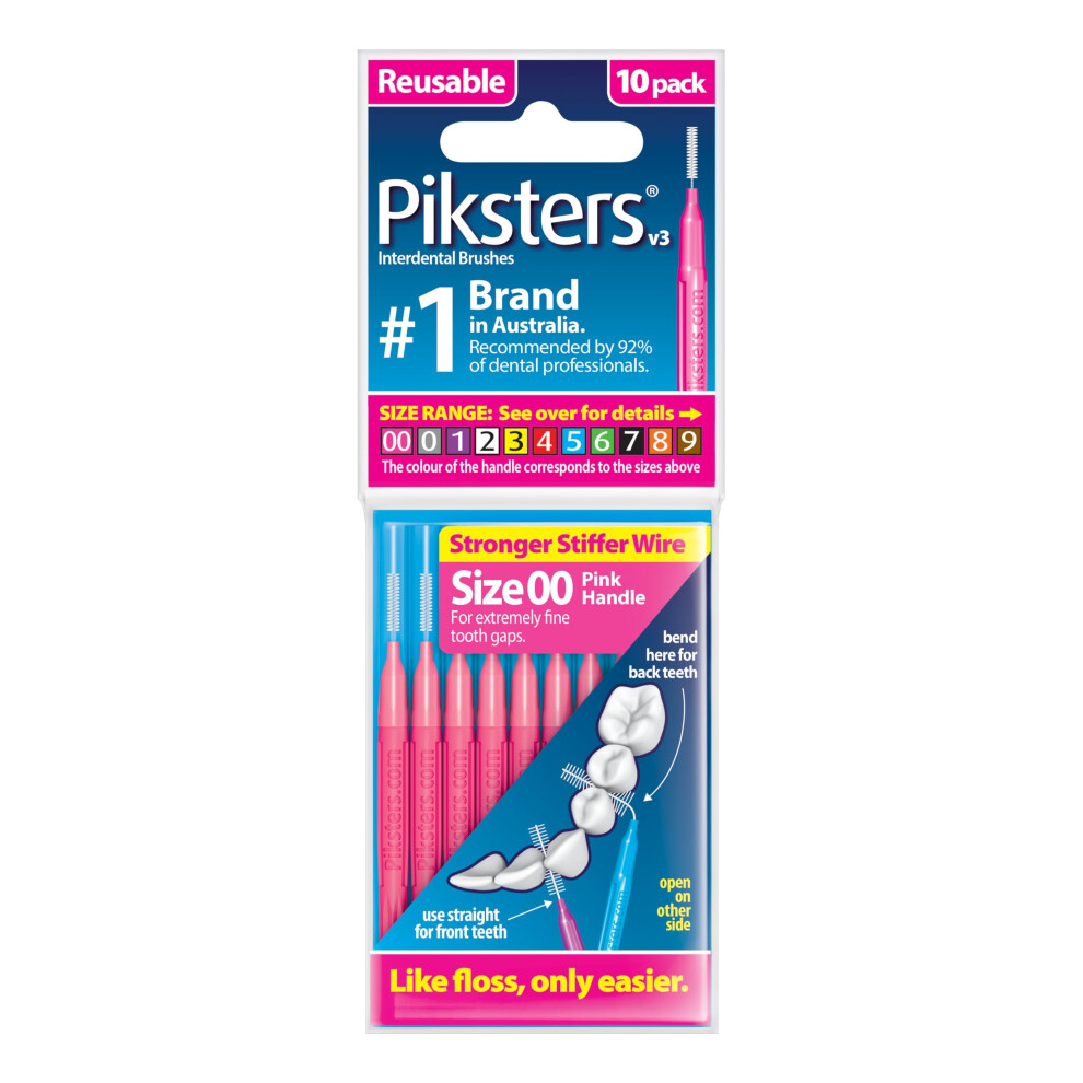 Piksters Interdental Brushes, 10 Pk, Size 00, Interdental Brush For