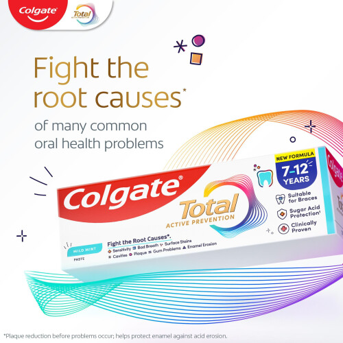 Colgate Colgate Total Kids 7-12 Years Mild Mint Toothpaste 50ml x4 Multipack 1