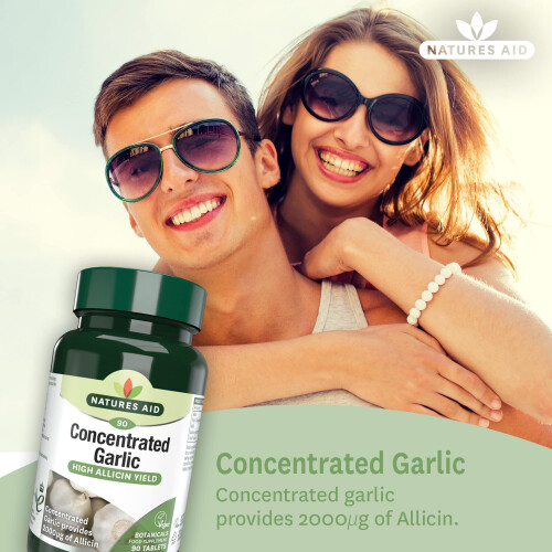 Natures Aid Natures Aid Concentrated Garlic 2000µg - 90 Tablets - High Strength 1