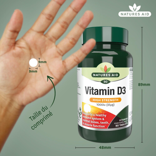 Natures Aid Natures Aid Vitamin D3 1000iu - High Strength 25ug Supplement Support 2