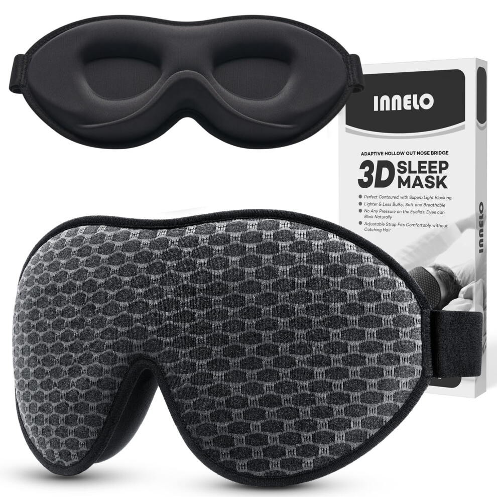 Innelo Sleep Mask 100% Blackout For Men Women, 3D Contoured Zero