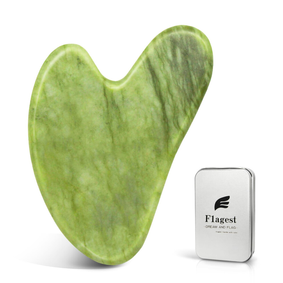 Flagest Jade Gua Sha Stone, Guasha Tool Face Body, Facial Massage