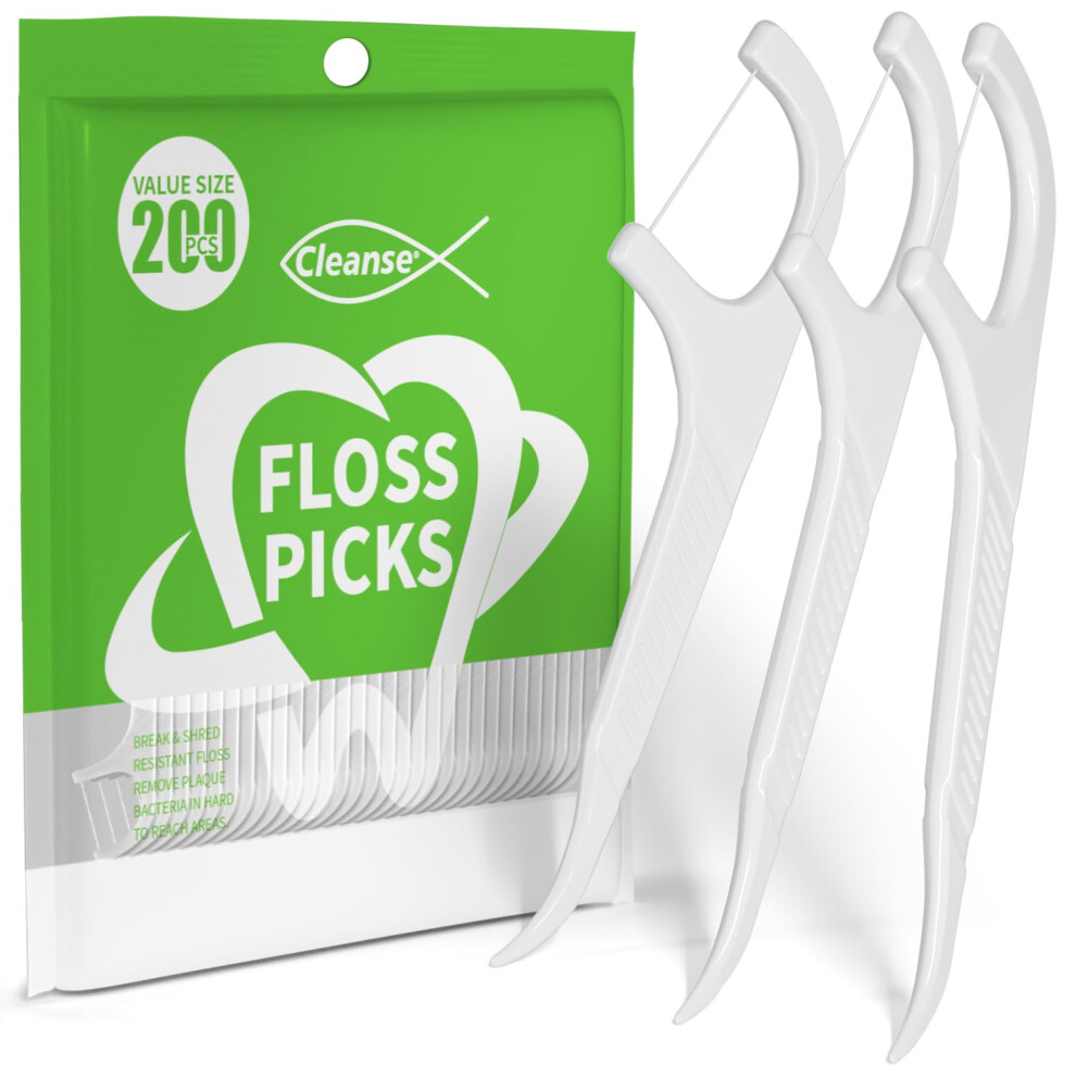 Cleanse 200Pcs Floss Sticks Dental, Triple Clean Advanced Clean Dental Floss