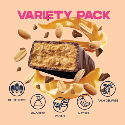 Vive Vegan Protein Bars Variety Pack – Dark Chocolate Coated Salted 2