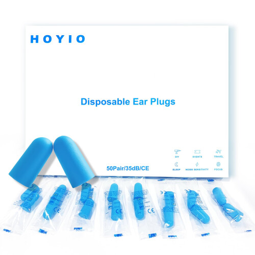 Foam Ear Plug for Sleeping, HOYIO 50 Pair 35dB Soft Earplugs for