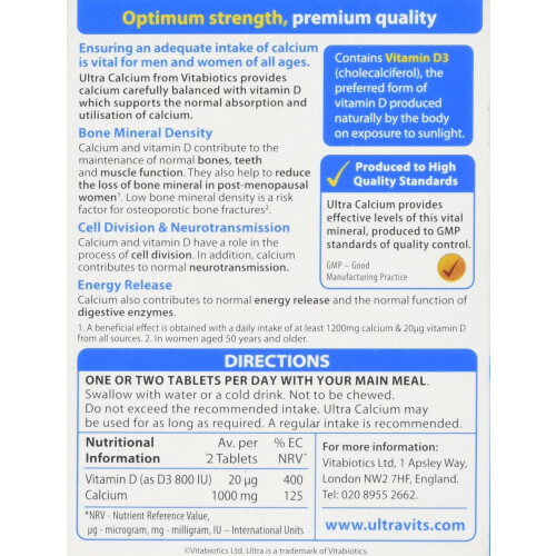 Calcium and Vitamin D Tablets, Vitabiotics Ultra (Pack of 1