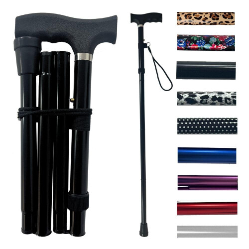 Life Healthcare Folding Walking Stick–Adjustable Height Lightweight