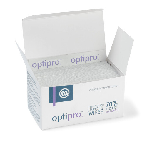 OptiPro Pre-Injection Wipes (x100) - Individually Wrapped Disposable 2
