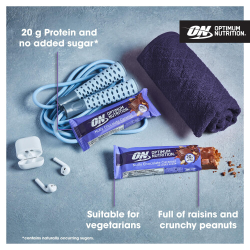 Optimum Nutrition Optimum Nutrition Nutty Chocolate Caramel Protein Bar, 10 x 70 2