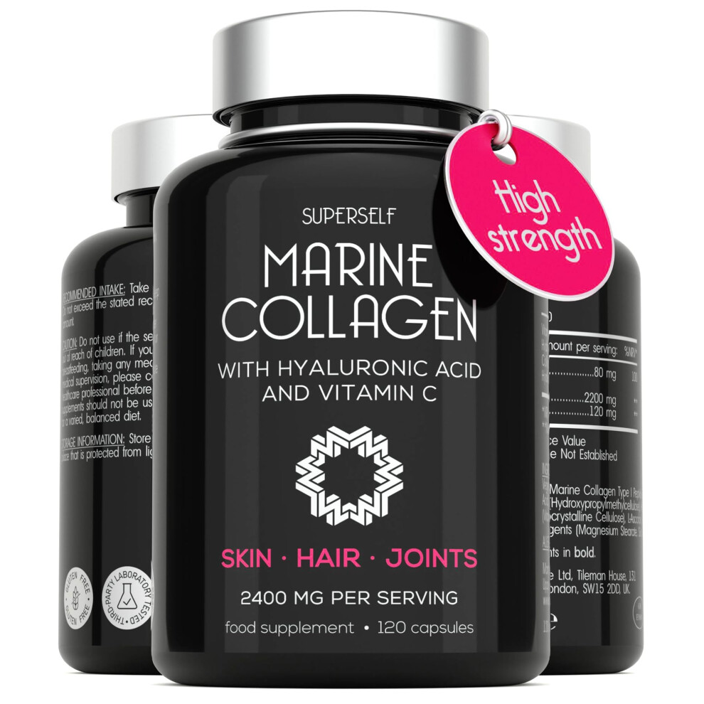 Superself Marine Collagen Capsules 2200Mg - With Hyaluronic Acid & Vitamin C