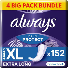 Always Daily Protect Extra Long Panty Liners 38 Liners, Odour Lock,