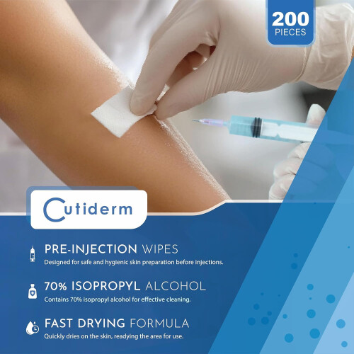 Cutiderm Pre-Injection Alcohol Wipes/Swabs Box of 200 1