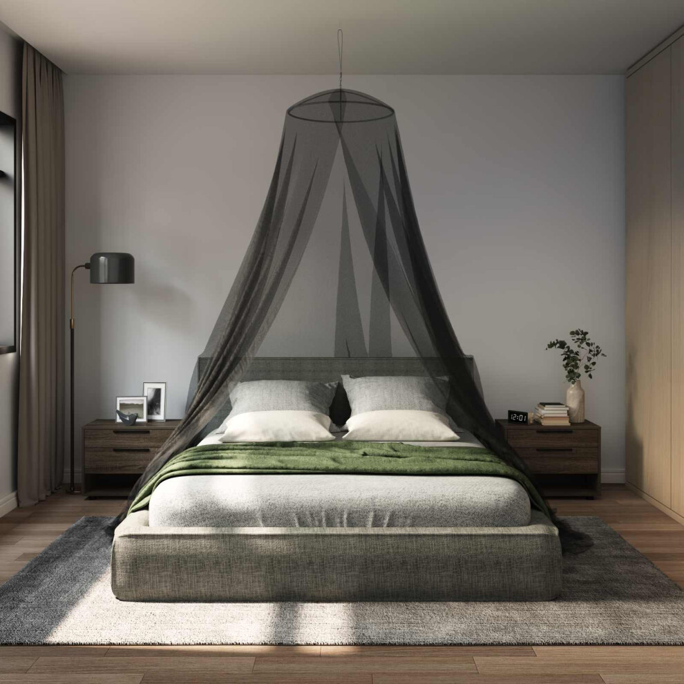 Vidaxl Mosquito Net For Bed 156 Mesh Black Ø56 X 220 Cm Polyester
