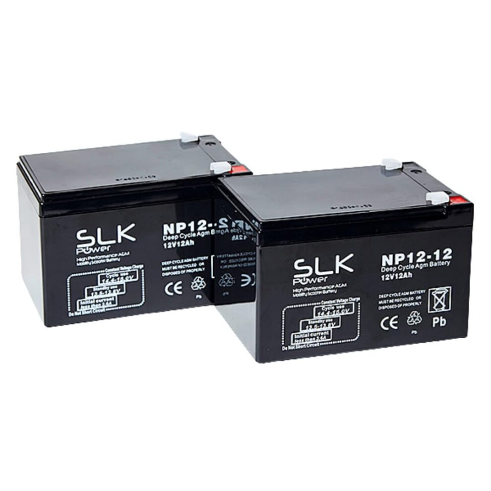 Slk Power Mobility Scooter Agm Battery Pair Of 2 X 12V 12Ah Reliable