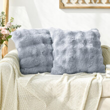 Fundas para cojines decorativos tipo "włochacz" grises esponjosas 45 x 45 cm 2 uds — fundas de sofá, textiles salón