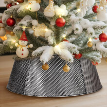 Protector metálico para el árbol de Navidad decorativo elegante plateado de 50 cm — cubre pie de árbol, funda para árbol