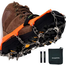 Orange XL Stainless Steel Anti-Slip Shoe Crampons with 19 Teeth — oversize boot crampons, non slip crampons, 19 tooth crampons