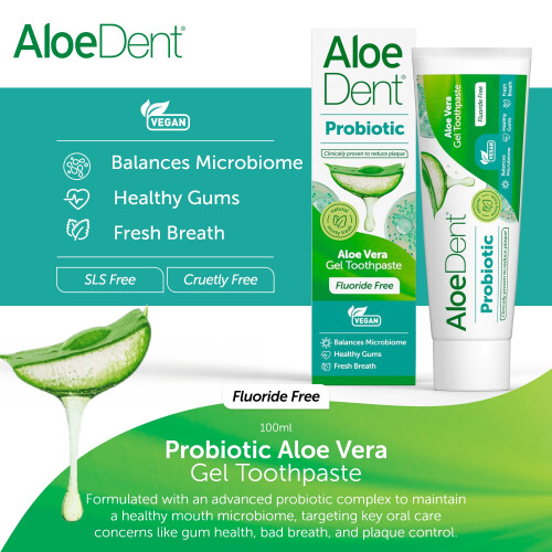 Aloe Dent - Probiotic Aloe Vera Gel Toothpaste - Fluoride Free - 1