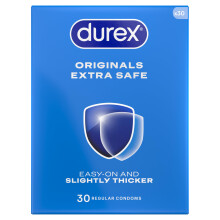 Durex Originals Extra Safe, 30 Condoms, Regular Fit, With Silicone