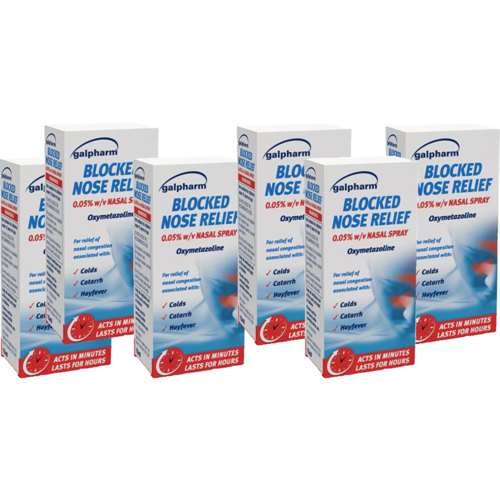Galpharm 6 X Blocked Nose Relief Nasal Spray Oxymetazoline Hayfever