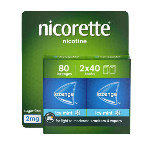 Nicorette Nicorette Cools 2mg Lozenge, 80 Lozenges (2 x 40 Packs), Effective