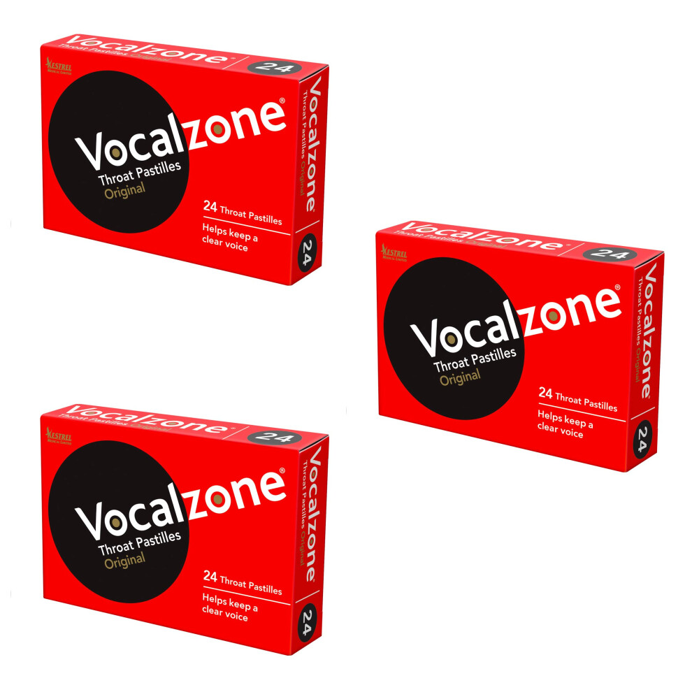 Vocalzone Throat Pastilles Original 3 Packs 24- For Sore Throats And
