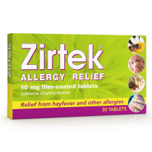 Zirtek Allergy Relief Cetirizine Antihistamine Tablets 10mg | 30