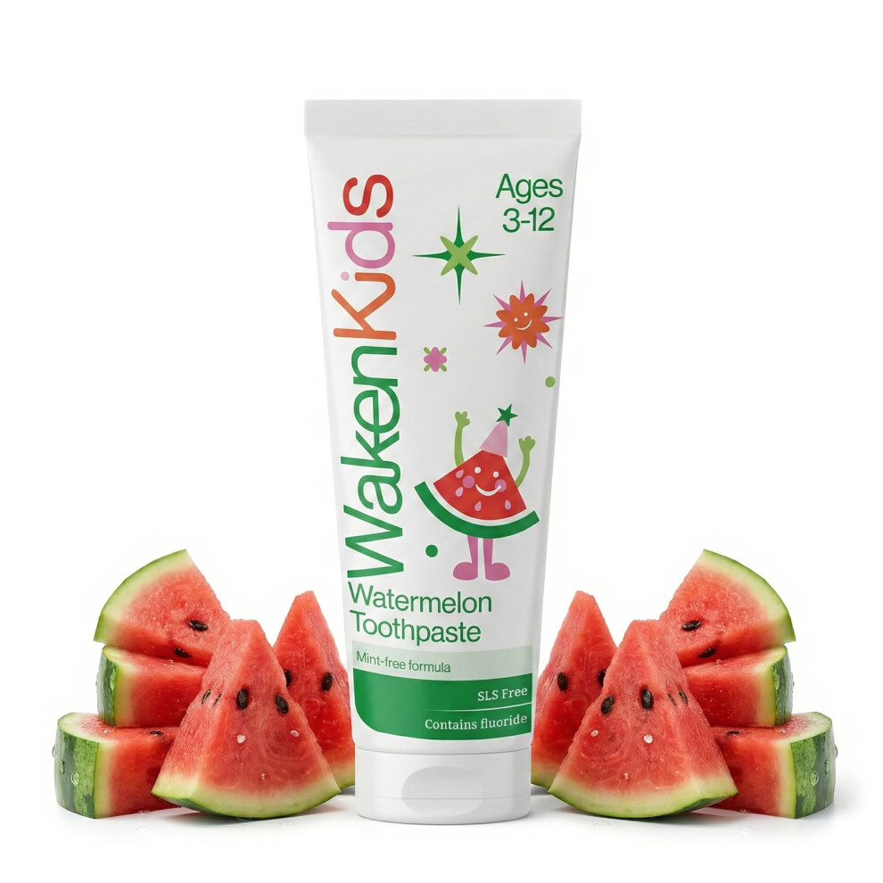Waken Kids Toothpaste, Watermelon Fluoride Tooth Paste, Sls Free,