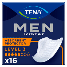 TENA Men Active Fit Absorbent Protector, Level 3, 1 Pack of 16 (16