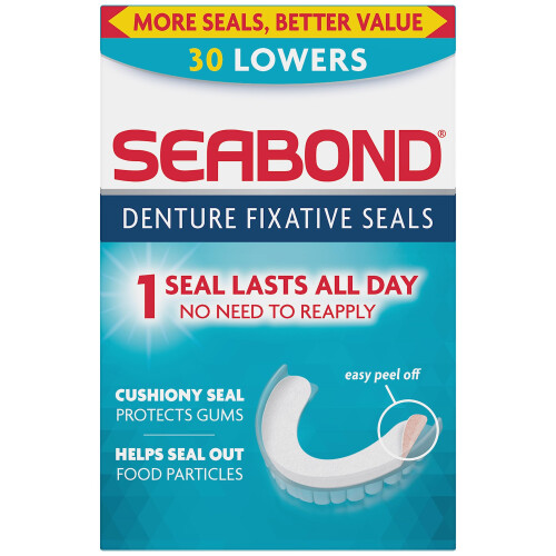 Seabond Denture Fixative Seals, Soft Adhesive Cushion, Last All Day,