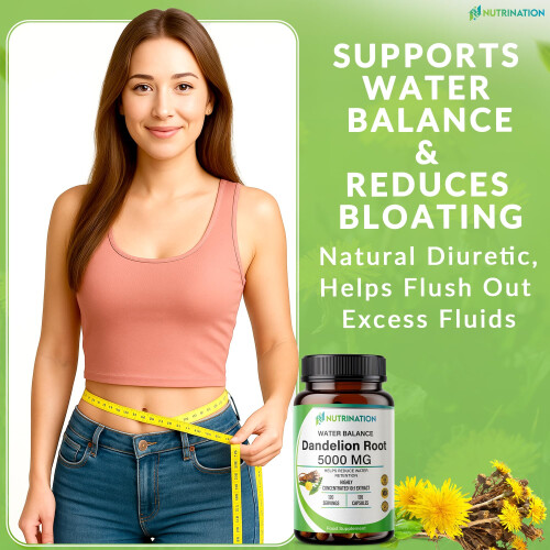 Water Retention Tablets - Dandelion Root Capsules 5000mg | (4-Month 1