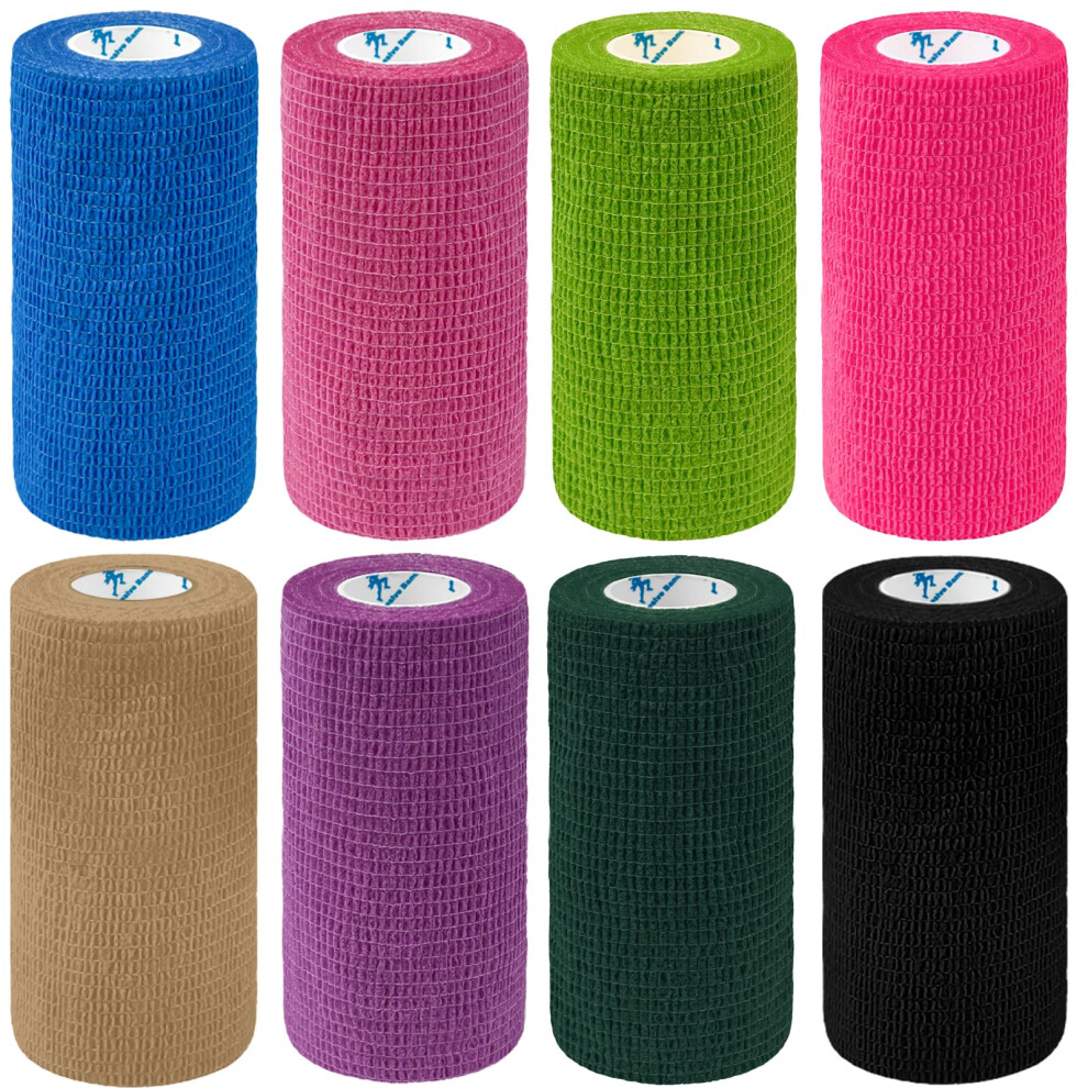 Nellhomy 8 Rolls Self Adhesive Bandage 4 Inch Wide Self Adherent Cohesive