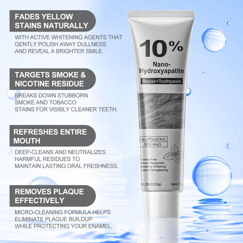 VLUVLA 3Pcs 10% Hydroxyapatite Toothpaste, Fluoride Free Enamel Care 1