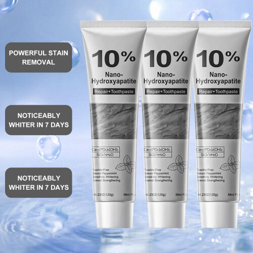 VLUVLA 3Pcs 10% Hydroxyapatite Toothpaste, Fluoride Free Enamel Care 2
