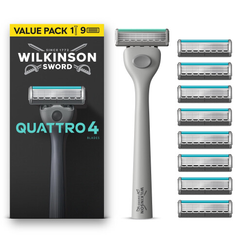 Wilkinson Sword Wilkinson Sword Quattro Razors for Men, Value Pack, Diamond Coated 4
