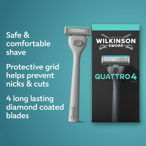 Wilkinson Sword Wilkinson Sword Quattro Razors for Men, Value Pack, Diamond Coated 4 1