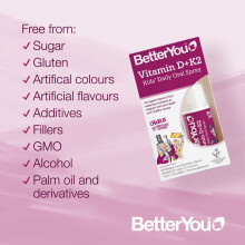 BetterYou Vitamin D3 + K2 Kids Oral Spray, Fast Acting Vitamin D 800