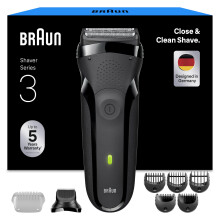 Braun Series 3 Electric Shaver, 300BT, Grey - Dry Razor for Men, 3