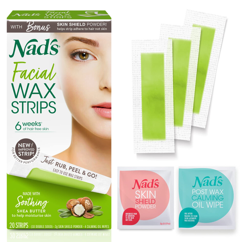 Nad's Facial Wax Strips - Facial Hair Removal For Women, Face Wax