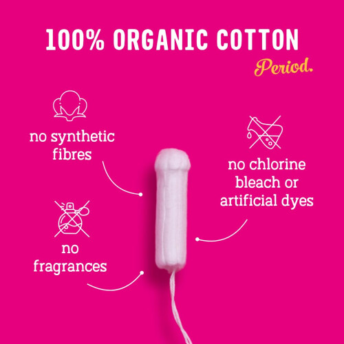 Flo Organic Cotton Non-Applicator Super Tampons – Absorbent, Soft - 1
