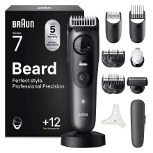 Braun Beard Trimmer Series 7, +12 Barbering Tools, Lifetime Sharp