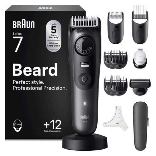 Braun Braun Beard Trimmer Series 7, +12 Barbering Tools, Lifetime Sharp