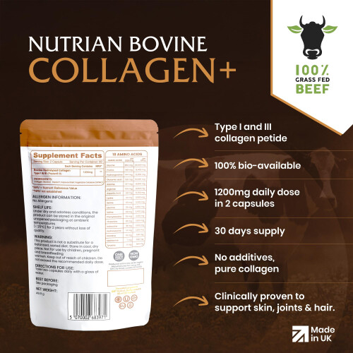 Collagen+ | 1200mg Bio-Active Hydrolysed 100% Bovine Collagen 1