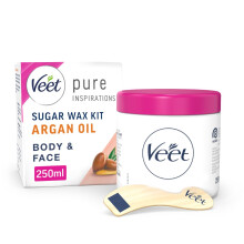 Veet Argan Oil Hot Wax Kit 250 ml - Sugar Hair Removal, Warm Facial