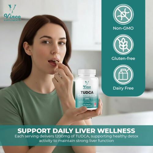 Vinco Tudca 1200mg - 60 Capsules - Tauroursodeoxycholic Acid - 1