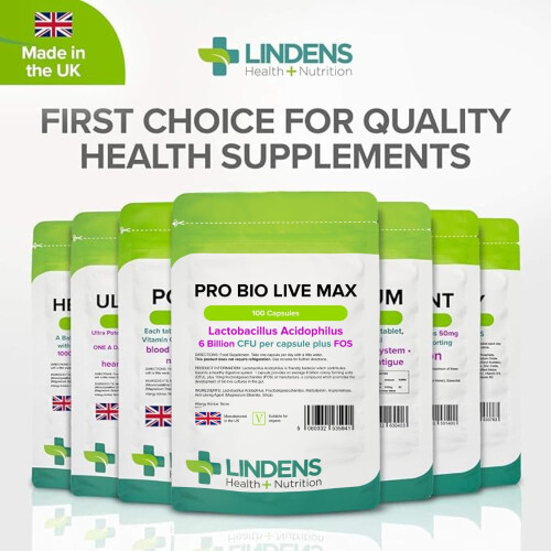 LINDENS Lindens - Pro Bio Live Max 6 Billion CFU Capsules - 100 Pack - UK 2