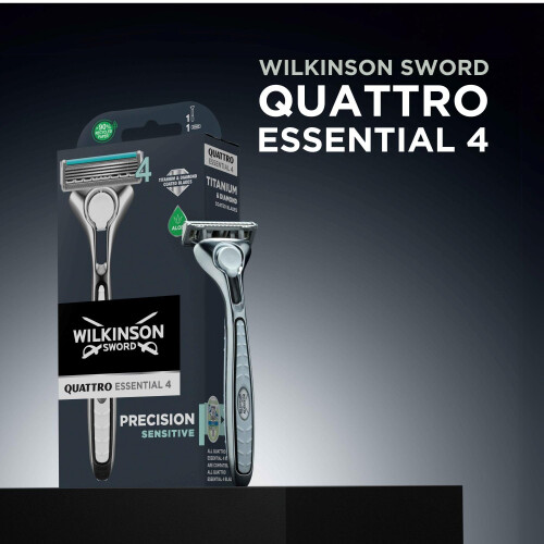 Wilkinson Sword Wilkinson Sword Quattro Titanium Men's Razor for Sensitive Comfort, 2