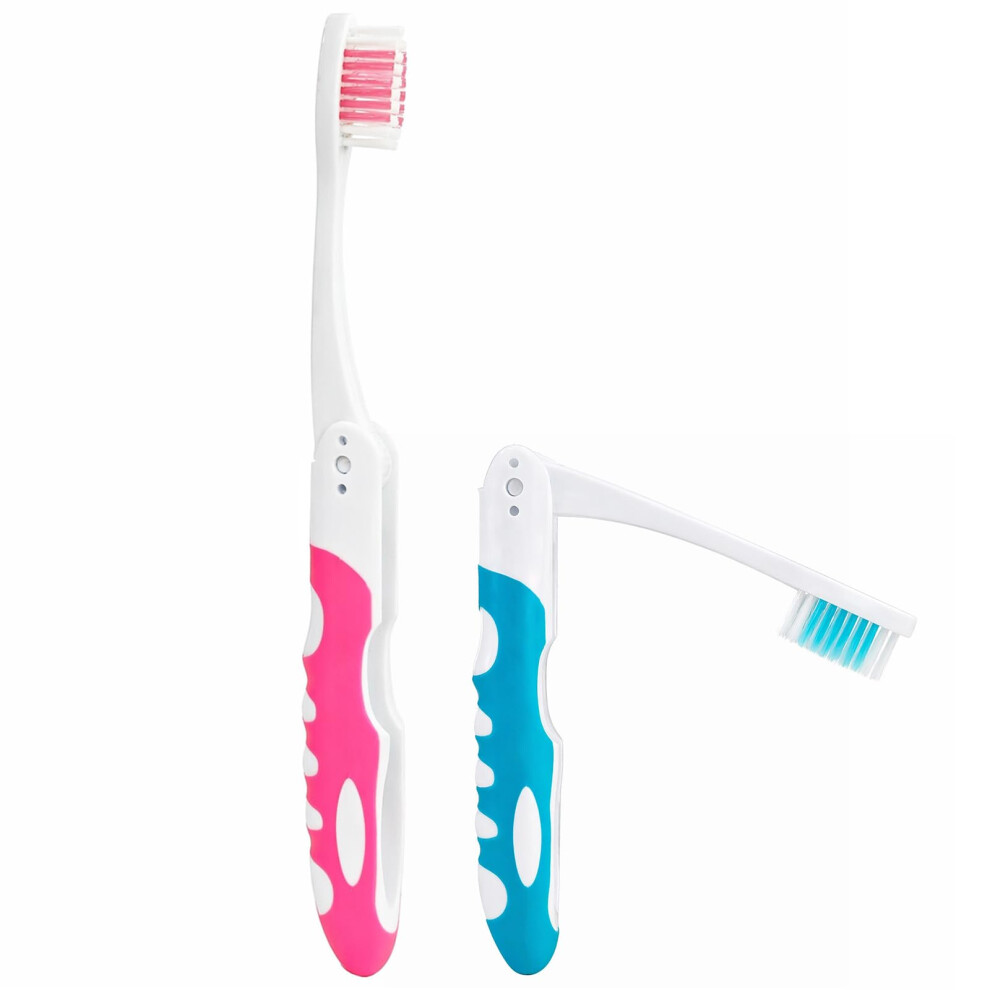 Admygo 2Pcs Folding Toothbrush, Portable Travel Toothbrush Set, Lightweight
